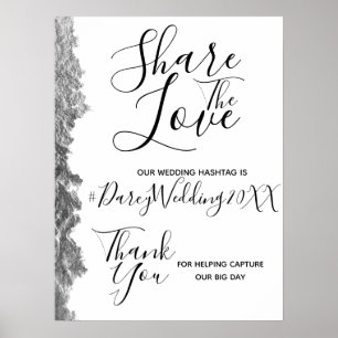 Silver Edge Wedding Hashtag Sign