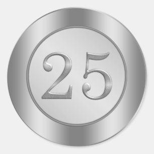 Silver effect 25th Wedding Anniversary Sticker