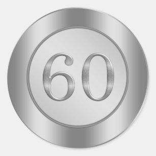 Silver effect 60th Wedding Anniversary Sticker