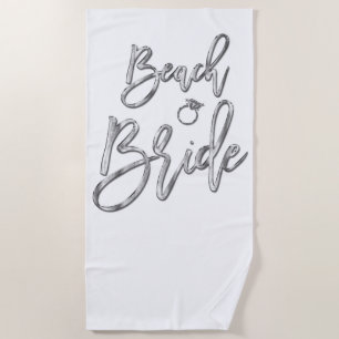 Silver Effect Beach Bride With Ring Towel