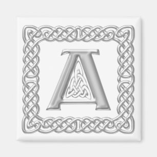 Silver Effect Celtic Knot Monogram Letter A Magnet