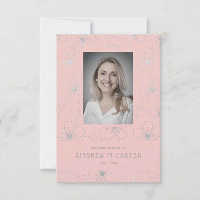 Silver Effect Flowers Pink to Remember Loved Ones (Front)