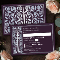 Silver Eggplant Mediaeval Sword Wedding RSVP