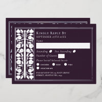 Silver Eggplant Medieval Sword Wedding RSVP