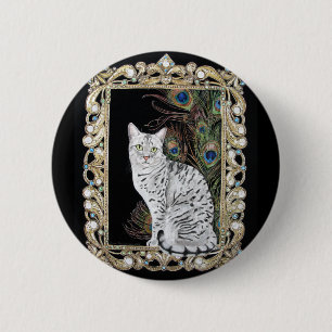 Silver Egyptian Mau 6 Cm Round Badge