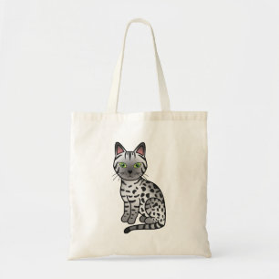Silver Egyptian Mau Cat Illustration Tote Bag