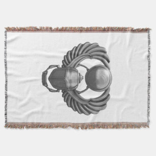 Silver Egyptian Scarab Throw Blanket