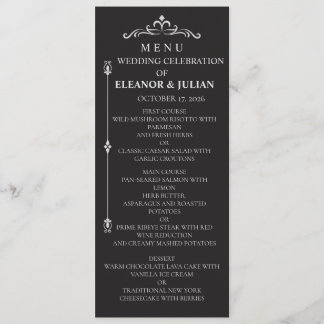 Silver Elegance Collection Wedding Menu Card