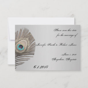Silver Elegance Peacock Save the Date