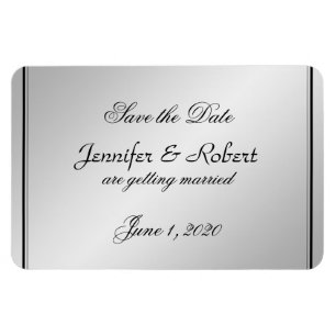 Silver Elegance Wedding Save the Date Magnet