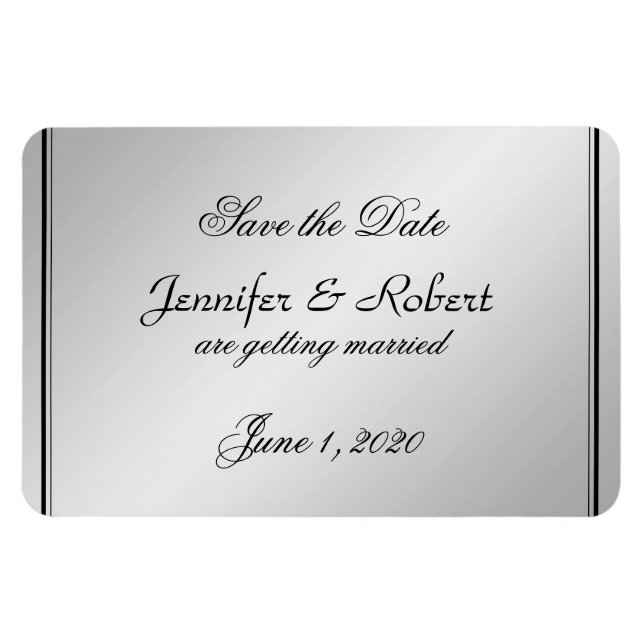 Silver Elegance Wedding Save the Date Magnet (Horizontal)