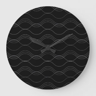 Silver, elegant, cool, modern, simple wavy pattern large clock
