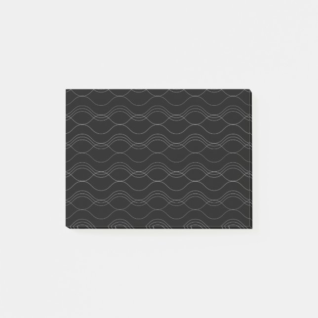 Silver, elegant, cool, modern, simple wavy pattern post-it notes (Front)