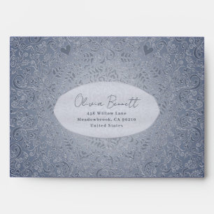 Silver Elegant Damask Pattern Envelope
