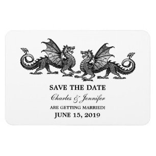 Silver Elegant Dragons Save the Date Magnet