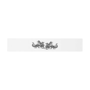 Silver Elegant Dragons Wedding Belly Bands Invitation Belly Band