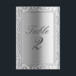 Silver Elegant Glamour Wedding Table Number Card<br><div class="desc">Silver Elegant Glamour Wedding Table Number Card. Matching items available.</div>