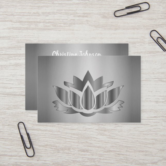 Silver elegant mandala business card (Front/Back In Situ)