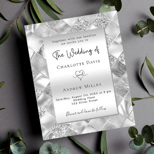Silver elegant modern budget wedding invitation
