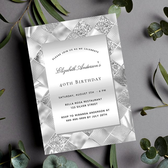 Silver elegant modern luxury birthday invitation (Creator Uploaded)