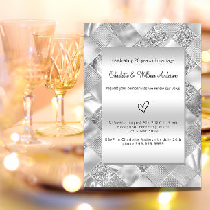 Silver elegant modern vow renewal wedding invitation postcard