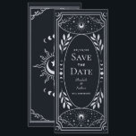 Silver Elegant Mystical Tarot Card Save the Date<br><div class="desc">Elegant design inspired by a tarot card. Design is not real foil. You can customise this further by clicking on the "PERSONALIZE" button.  Matching Items in our shop for a complete party theme. For further questions please contact us at ThePaperieGarden@gmail.com</div>