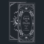 Silver Elegant Mystical Tarot Card Save the Date<br><div class="desc">Elegant design inspired by a tarot card. Design is not real foil. You can customise this further by clicking on the "PERSONALIZE" button.  Matching Items in our shop for a complete party theme. For further questions please contact us at ThePaperieGarden@gmail.com</div>