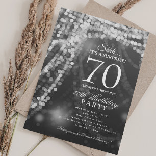 Silver Elegant Surprise 70th Birthday Party Invitation