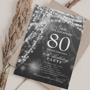 Silver Elegant Surprise 80th Birthday Party Invitation