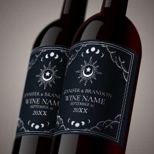 Silver Elegant Tarot Card Wedding  Wine Label