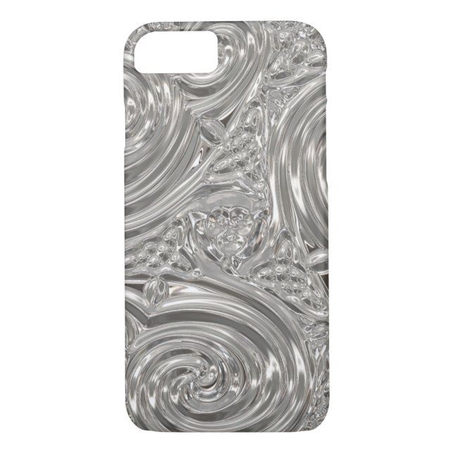 Silver elegant victorian art nouveau embossed look Case-Mate iPhone case (Back)