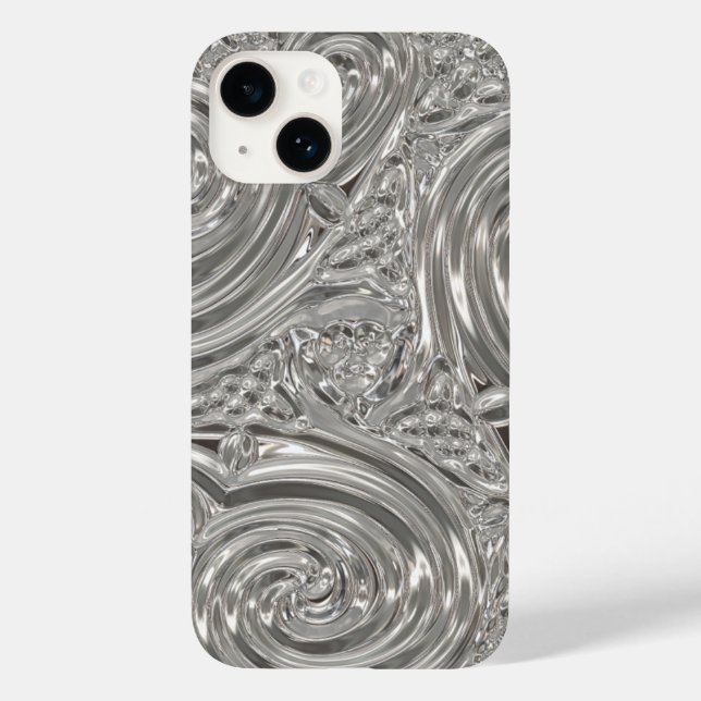Silver elegant victorian art nouveau engraved look Case-Mate iPhone case (Back)