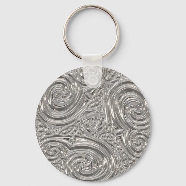 Silver elegant victorian art nouveau key ring (Front)