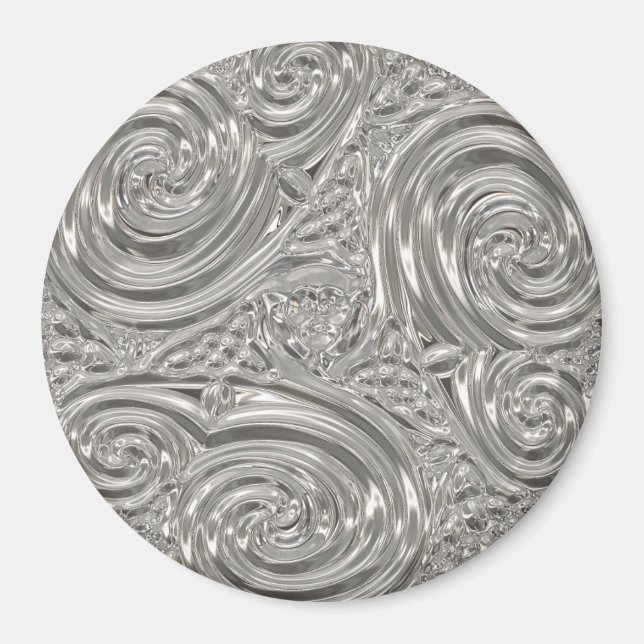 Silver elegant victorian nouveau magnet (Front)