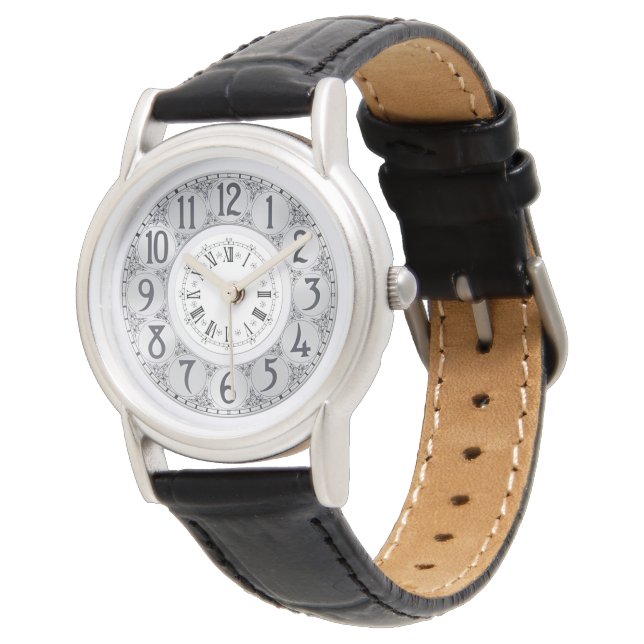 Silver elegant vintage Art Deco numerals unisex Watch (Angled)