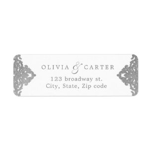 Silver elegant vintage wedding return address 