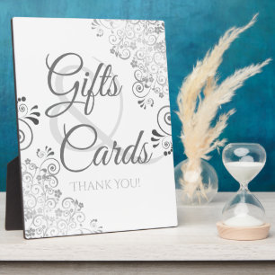 Silver Elegant Wedding Gifts & Cards Plaque Sign