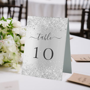 Silver elegant wedding table number