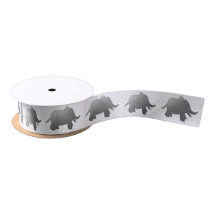silver elephant - white satin ribbon