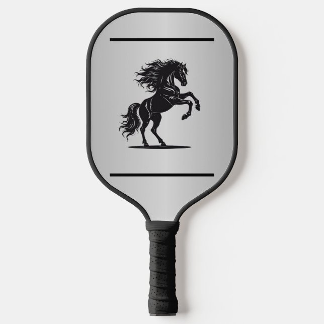 Silver-Embellished Equestrian Pickleball Paddle (Front)