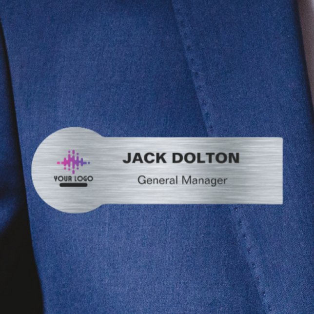 Silver Emblem Staff ID: Customised Logo Name Badge (Creator Uploaded)