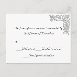 Silver embroidered Look Wedding Response Card