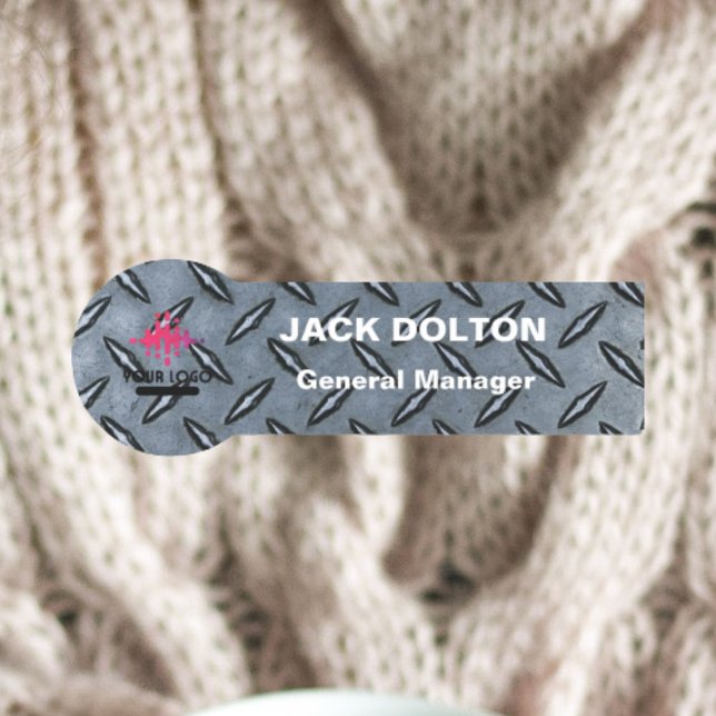 Silver Employee Name Badge with Custom Logo (Creator Uploaded)