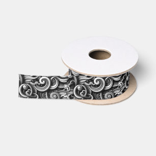 Silver Energy Swirls Satin Ribbon