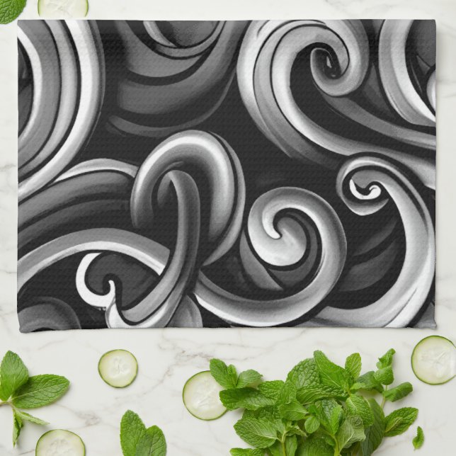Silver Energy Swirls  Tea Towel (Folded)