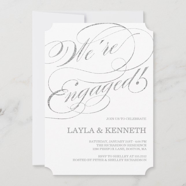 Silver Engagement | Engagement Party Invitation (Front)