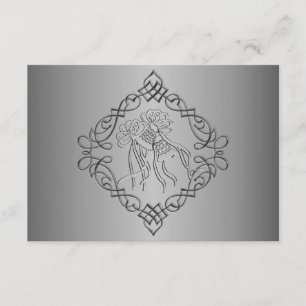 Silver Engraved Look Wedding RSVP