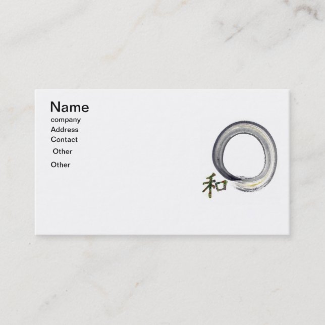 Silver Enso with Kanji - Harmony Business Card (Front)