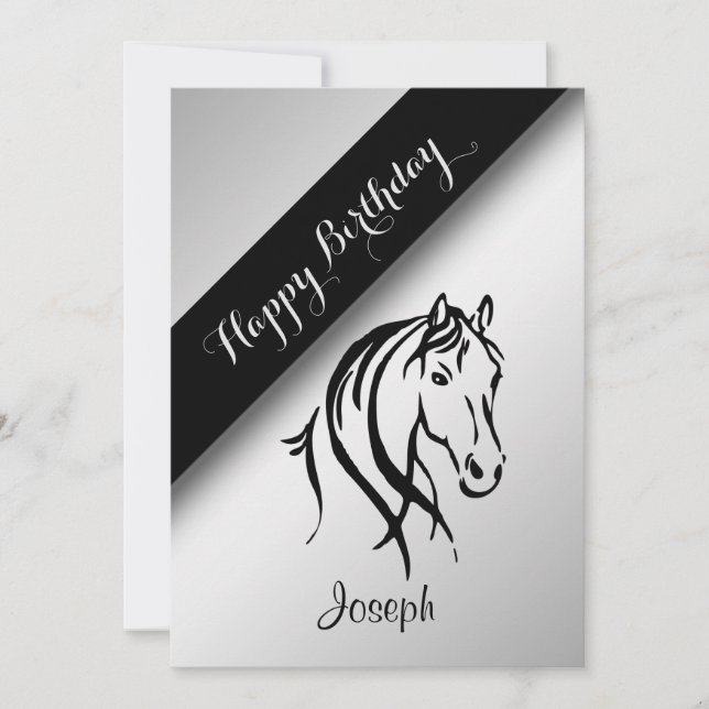 Silver Equine Birthday Party Invitation (Front)