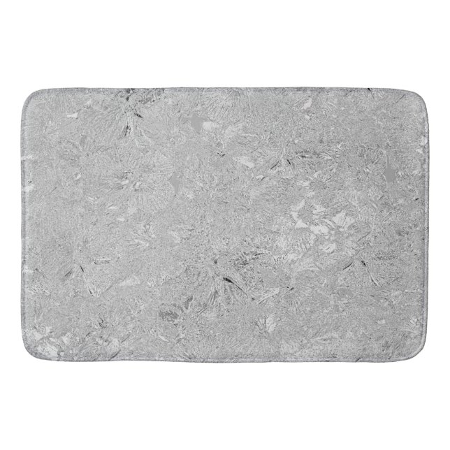 Silver Etched Hibiscus Flowers, Bath Mat (Front)